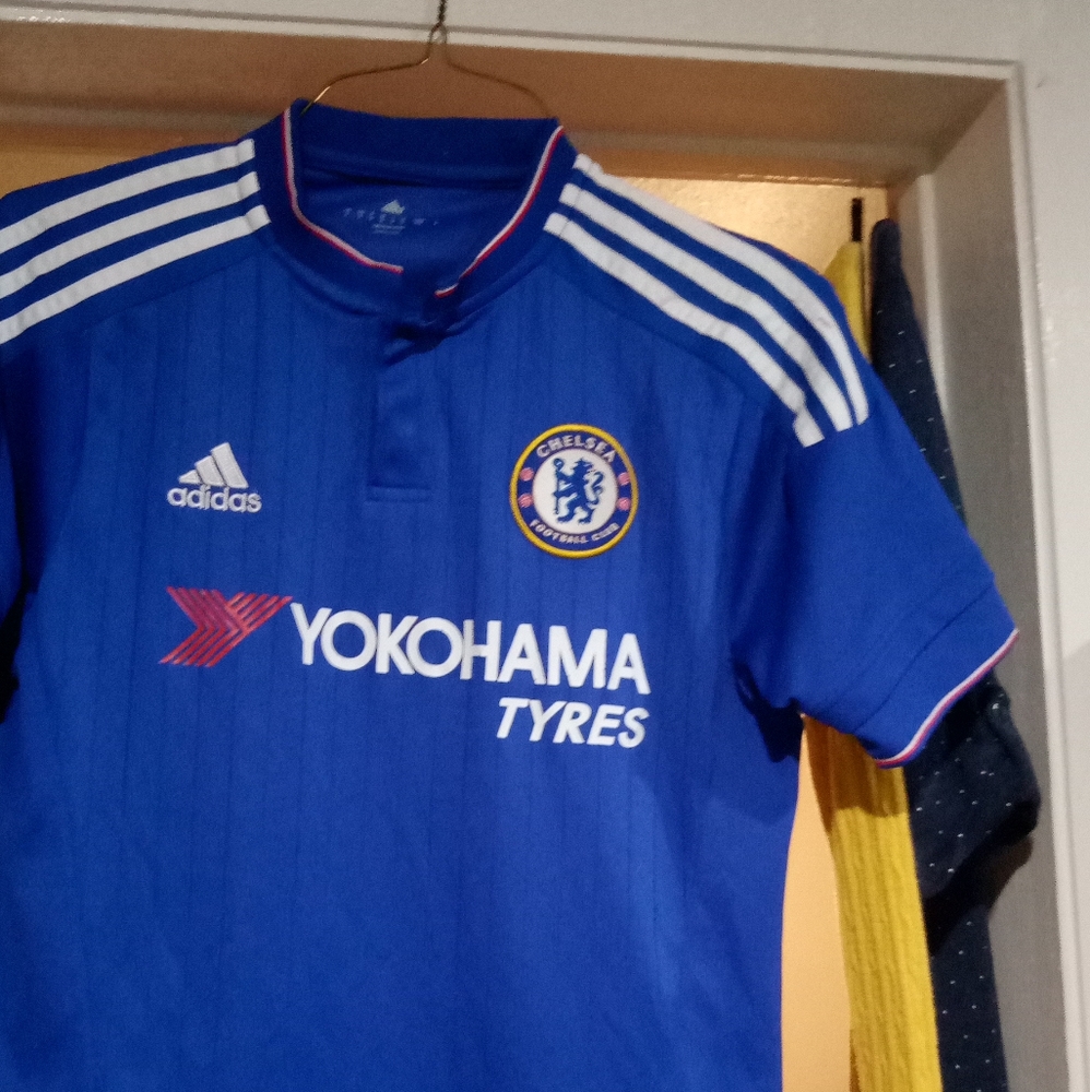 Addidas boys small football jersey royal blue